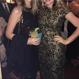 Black and gold lace cocktail dress